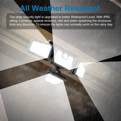 Beast Bright Outdoor Solar Motion Sensor Lights 2 Pack Three Heads Adjustable Flood Light with IP65 waterproof in rain