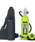 S400 Mini Scuba Tank 1L Portable Diving Tank With On Off Valve, aluminum build, shown with carrying bag and regulator setup.