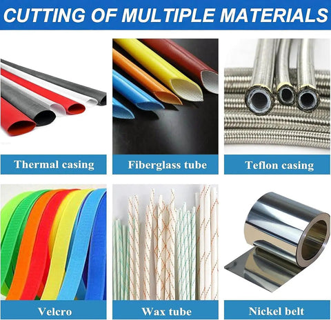 Cutting of multiple materials including thermal casing, fiberglass tube, and nickel belt for ease in insulation jobs.