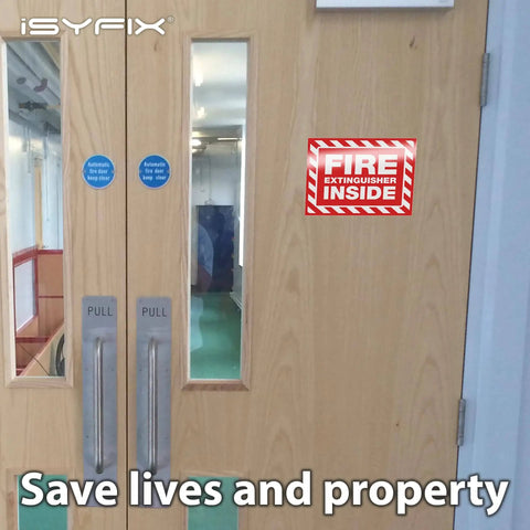 Fire Extinguisher Inside Signs Stickers Pack 5 5x4 Inch Self Adhesive Vinyl Decals Laminated on door indoors
