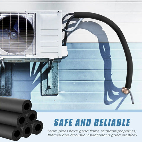 Four Pack 6 Ft Foam Pipe Insulation Tubing Three Quarter Inch ID Black Pool Noodle Cover For AC Line Set All Season Protection