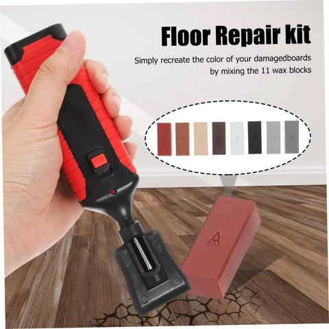Hand holding heater from Tile Repair Kit For Porcelain And Marble Color Wax Blocks For Quick Scratch Chip Repair with red wax block