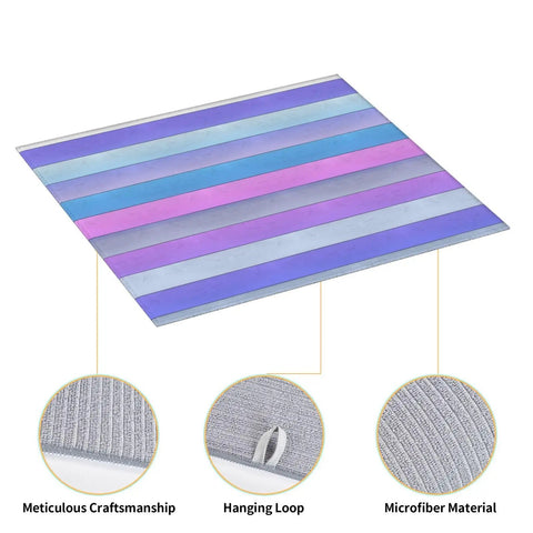 Wood Grain Print Dish Drying Mat 16x18 Inches, Microfiber Super Absorbent Kitchen Counter Pad with colorful stripes, features hanging loop