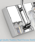 Close-up of Modern Crystal Vanity Light For Bathroom 4 Light Chrome Wall Fixture showing chrome finish and crystal details.