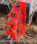 Close-up of Double Row Seed Spreader Manual Garden Seeder With Portable Hand Push Roller Seeding And Fertilizer Applicator.