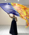 Grab These Awesome Worship Flags For Dance With Soft Chiffon Fabric And Flexible Rods twirled elegantly by a performer in a flowing black dress.