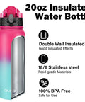 Amp Up Your Daily Grind With This 20 Oz Double Wall Insulated Stainless Steel Water Bottle Including A Flip Straw And Three Swappable Lids Leak Proof Vacuum Tumbler With Sure Grip For Classroom Hops And Weekend Rides.