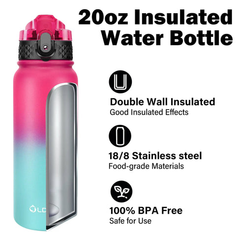 Amp Up Your Daily Grind With This 20 Oz Double Wall Insulated Stainless Steel Water Bottle Including A Flip Straw And Three Swappable Lids Leak Proof Vacuum Tumbler With Sure Grip For Classroom Hops And Weekend Rides.