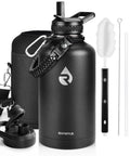 Legit 64 Oz Insulated Water Bottle Triple Wall Vacuum Stainless Steel with accessories for gym and hiking.