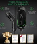 Level 2 EV Charger 40 Amp With Adjustable Current And Delay, 240V 9.6kW Portable Home Charging Station with awards and certifications