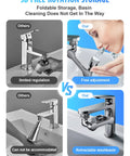 Comparison of standard faucet and Ultra Versatile 1440 Degree Rotating Faucet Extender For Kitchen And Bath with 360 swivel angles