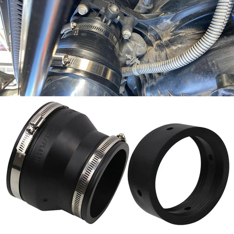 Black PVC Reducer Coupler From 4 Inch To 3 Inch With Gate Valve Bushing And 2 Clamps For RV Plumbing Fittings, Durable Adapter