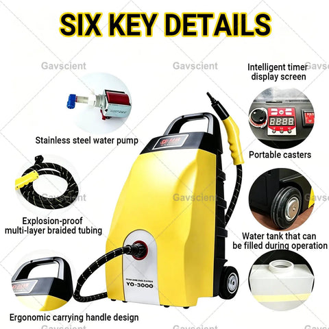 Heavy-Duty Steam Cleaner With Six Accessories For Deep Cleaning Floors, Grills, Autos And Home Surfaces showcasing key features and design.