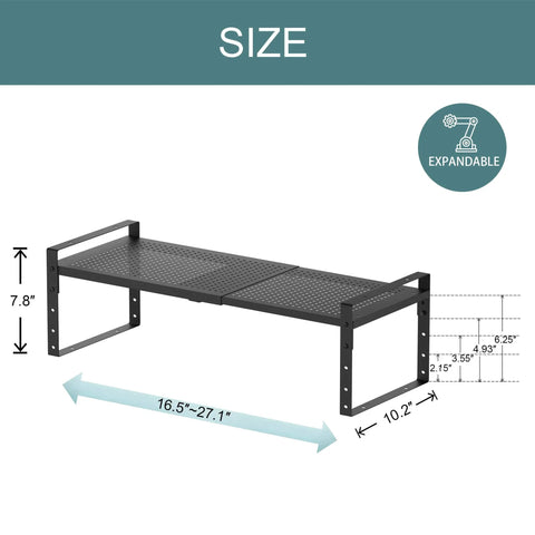 Expandable Shoe Rack Closet Organizer With Heavy Duty Metal Framework And Adjustable Stackable Shelves, black, size diagram