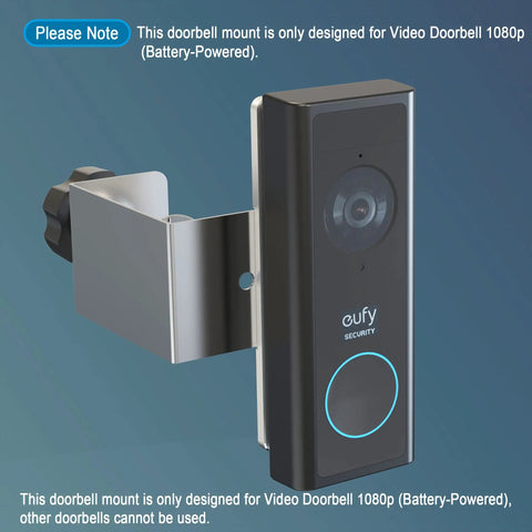 Anti Theft Doorbell Mount For Eufy Video Doorbell C210 No Drill Rust Proof shown with Eufy doorbell attached