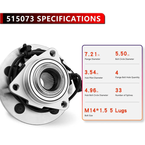 4x4 Front Wheel Bearing Hub Assembly With ABS For 2002 2003 2004 2005 Dodge Ram 1500 5 Lug 4WD Wheel Hub Replacement Kit