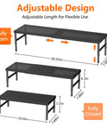 Hella Adjustable And Stackable Kitchen Cabinet Organizer, adjustable metal pantry shelf shown fully open and closed with dimensions.