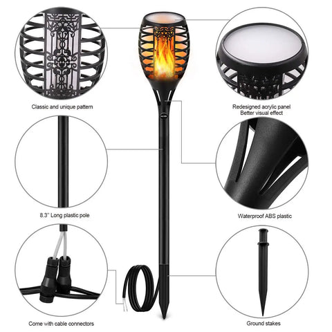 Low Voltage Tiki Torch Lights With Flickering Flame Effect 12V Outdoor Pathway And Landscape Lighting Waterproof Yard Decor Safe Smoke Free