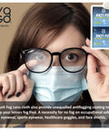 Anti-fog lens wipes, two blue sachets, 200-pack by YoGo Vision for eyeglasses.