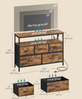 App Controlled Led Dresser With Charging Station And Five Drawer Chest Tv Stand Industrial Rustic Brown Ink Black Bedroom Furniture For Your Major Bedroom Glow Up dimensions and details