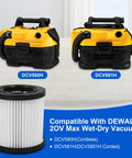 Pro Grade Washable Vacuum Filter Set Four Pack For 20V Dry And Wet Vacuums DCV580H DCV581H shown with vacuum models