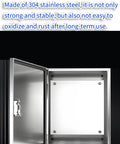 Open 304 stainless steel junction box showing rugged enclosure for EV chargers CCTV control panels 800x250x600 mm