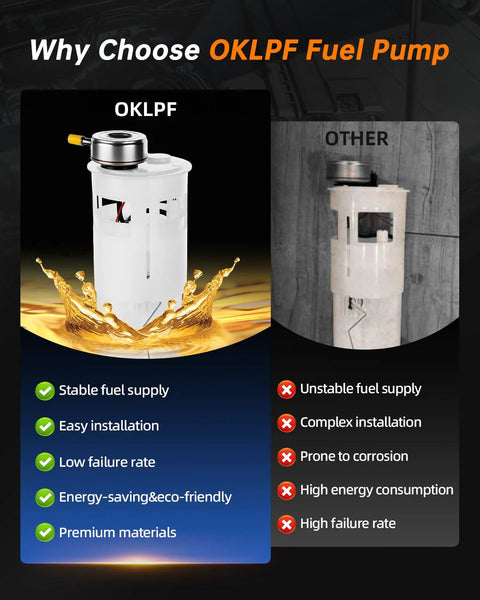 Comparison of OKLPF Electric Fuel Pump Module Assembly For 2002 2003 Dodge Ram 1500 V6 3.7L V8 4.7L 5.9L vs standard model