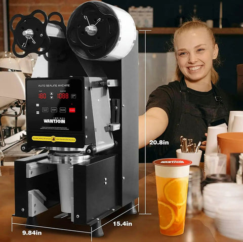 Hassle Free Commercial Cup Sealer Machine With Smart Heat Preservation Tech And Quick Auto Manual Switching for sealing 20cm cups.
