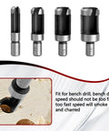 8 Pack Plug Cutter Drill Bit Set With Straight And Tapered Cutters For DIY Woodworking Projects Four Sizes Hex Shank Black Finish