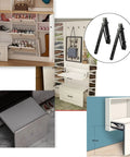 Two Piece Concealed Folding Chair Stool Bracket Hinge For Shoe Cabinet Wardrobe Closet Furniture Hardware Durable Cold Rolled Steel Easy Install Folding Frame With 14.5 Inch By 2.16 Inch Frames Sturdy As Heck Space Saving Multi Furniture Use displayed in use with cabinets and closets.