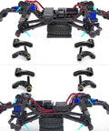 Aluminum RC Crawler Shocks With Flex Blades For One Eighteenth Scale TRX4M Upgrade Adjustable Suspension Mount close-up view.