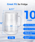 10 Cup Large Glass Water Filter Pitcher Dope Clean Design Eco Friendly BPA Free White That Removes Chlorine PFOA PFOS Cadmium Copper Mercury With NSF ANSI 53 42 And 372 Certified Filtration And Easy To Clean, dimensions and benefits displayed