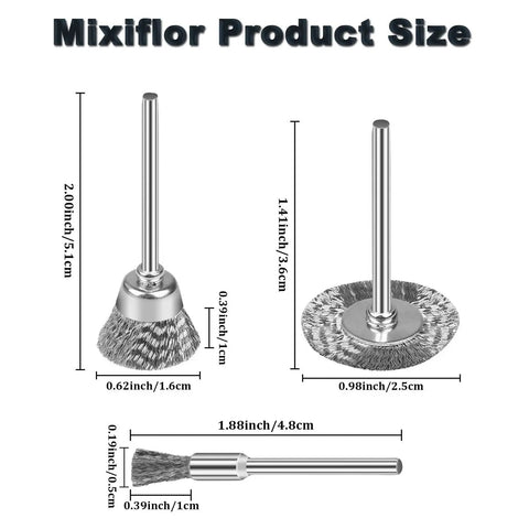 Top Shelf 99 Piece Stainless Steel Wire Brush Kit For Rotary Tools With 3Mm Shank Heavy Duty Rust Removal and Deburring Combo dimensions and types.