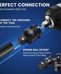10 Piece Socket Adapter Set For One Quarter Three Eighths One Half Inch Drives With Reducers Universal Joints And Drill Adapters CrMo Steel Built Tough Heavy Duty Impact Gear For Auto Repair And DIY Projects. 3/8F to 1/4M adapter on drill