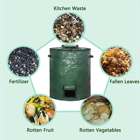 80 Gallon Compost Bin Bags Set Heavy Duty 2 Pack Foldable Garden Yard Waste Bags for Leaves Grass Clippings and Compost Outdoor Green 300L Big Capacity Easy Cleanup
