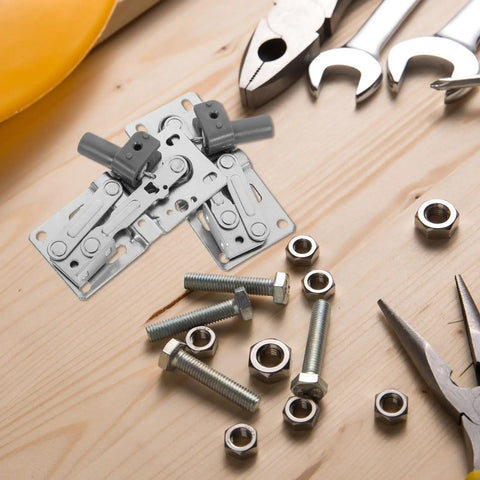 Soft Close Surface Mount Spring Hinges For Furniture And Shoe Cabinets Iron Material With Silver Finish on wooden table