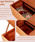Big Ol Wooden Chicken Coop With Run For 4-6 Chickens showing large nesting boxes with straw and eggs