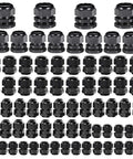 72 Piece Waterproof Cable Gland Kit With Gaskets for PG7 PG9 PG13.5 PG21 PG29 IP68 Pass Through Grommets Nylon PA66