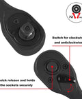 Close-up of 72-teeth ratchet from 1/4" Drive Impact Socket Set 90 Piece, showing switch for clockwise and anticlockwise use.