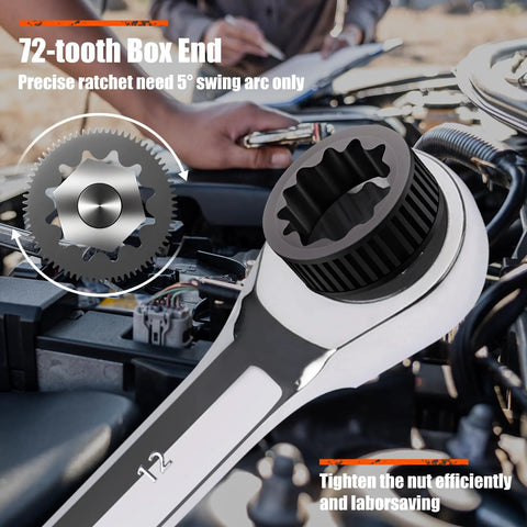 10mm Ratchet Wrench With 12 Point Design Ratcheting Combination Metric Wrench Industrial Grade Gear Spanner 72 Tooth