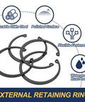 72 Mm Internal Retaining Ring Set With Four C Clip Circlips in 65Mn Steel, shown with waterproof and rust-proof features