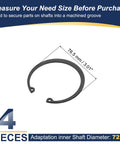 72 Mm Internal Retaining Ring Set With Four C Clip Circlips In 65Mn Steel For Automotive Grooved Shafts Diagram