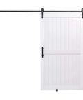 Sliding Barn Door 48 By 84 Inch With High Strength MDF Panel And Hardware Kit Waterproof PVC Surface Easy To Install H Frame