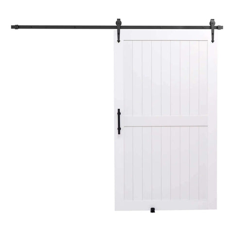 Sliding Barn Door 48 By 84 Inch With High Strength MDF Panel And Hardware Kit Waterproof PVC Surface Easy To Install H Frame