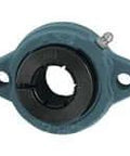 Front view of UELFL206 2-Bolt Flange Sealed Ball Insert 30mm ID Wide Inner Ring Accu-Loc Concentric Collar with Cast Iron LFL6 Housing