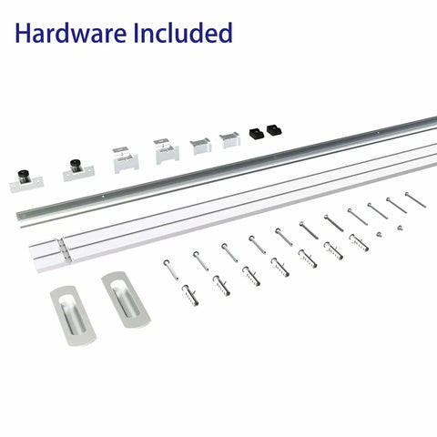 42x84 White PVC Sliding Barn Door With Hardware Kit And Pull Lightweight Translucent Plastic Panel Waterproof Easy Install