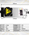 Top view of Beefy 750W 220V Square Air Cooled ER11 Spindle Motor 18000 RPM With 4 Bearings 3 Phase 400Hz showing dimensions and specs