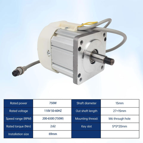 750W Permanent Magnet Brushless Servo Motor Max Speed 6500rpm/min with Servo Motor Speed Controller for Woodworking Machine/Lathe