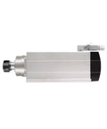 Side view of 7.5KW Square Air Cooled Spindle Motor for CNC Machines, 4 bearings, alloy steel, no flange, high torque.