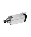 7.5KW Square Air Cooled Spindle Motor For CNC Machines, beefy alloy steel build, no flange, wide voltage 220V or 380V, smooth high torque.